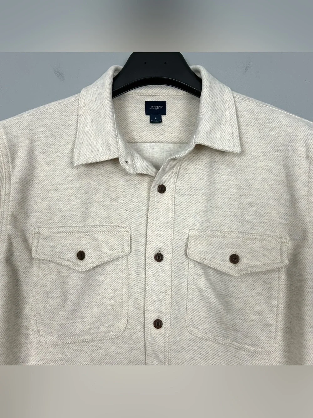 J. Crew Double-Knit Work Shirt Men’s Size L Button Front Shacket Pockets Fleece